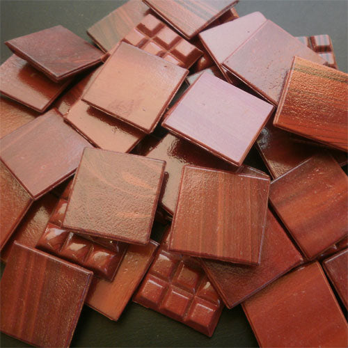 Brick Red Marbled - Mosaic Glass Tiles 2cm x 2cm x 4mm (D45)