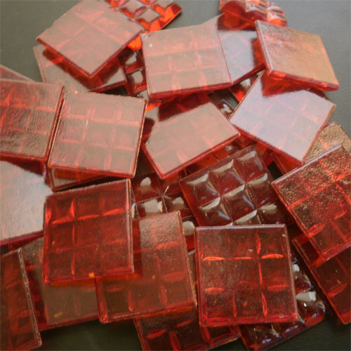 Transparent Ruby Red - Mosaic Glass Tiles 2cm x 2cm x 4mm (D40)