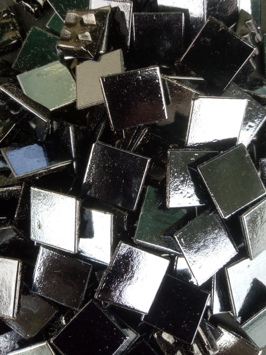 P314 - Black Silver  - Mosaic Glass Tiles 1.5cm x 1.5cm x 4mm
