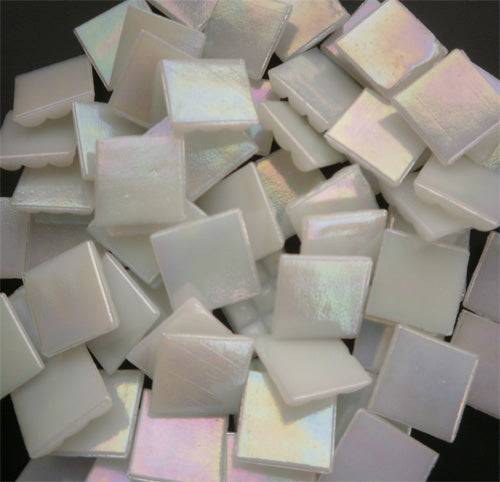 Mosaic Glass tiles from Asia 1.5cm x 1.5cm - White (P301)