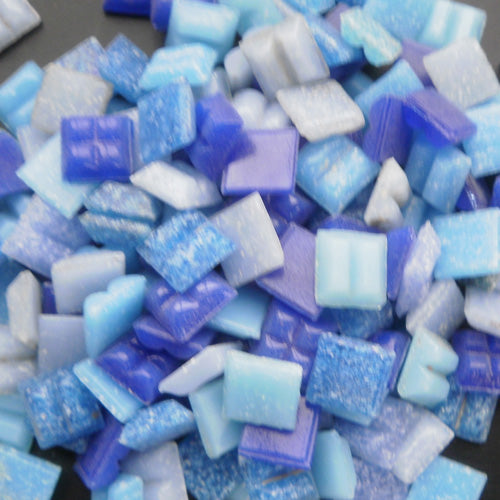 Mosaic Glass tiles from Asia 1cm x 1cm - Mixed Blues